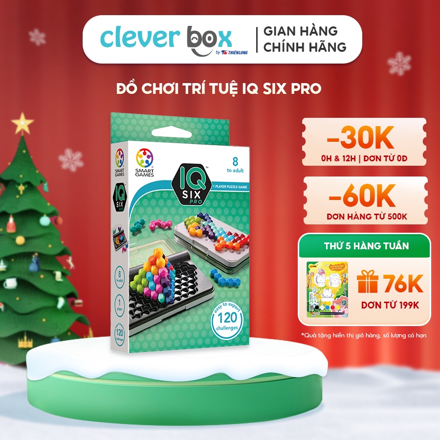 Đồ Chơi Trí Tuệ Smartgames Thử Thách IQ Six Pro, Đồ Chơi Sáng Tạo STEAM Clever Box (120 thử thách)