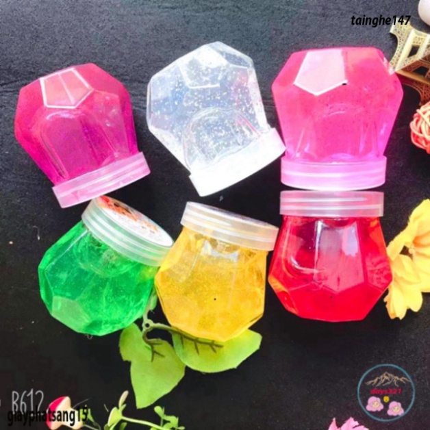 Slime suốt trong suốt lọ lục giác 8 màu đồ xả stress chất nhớt nhớt ma quái squishy hũ slam