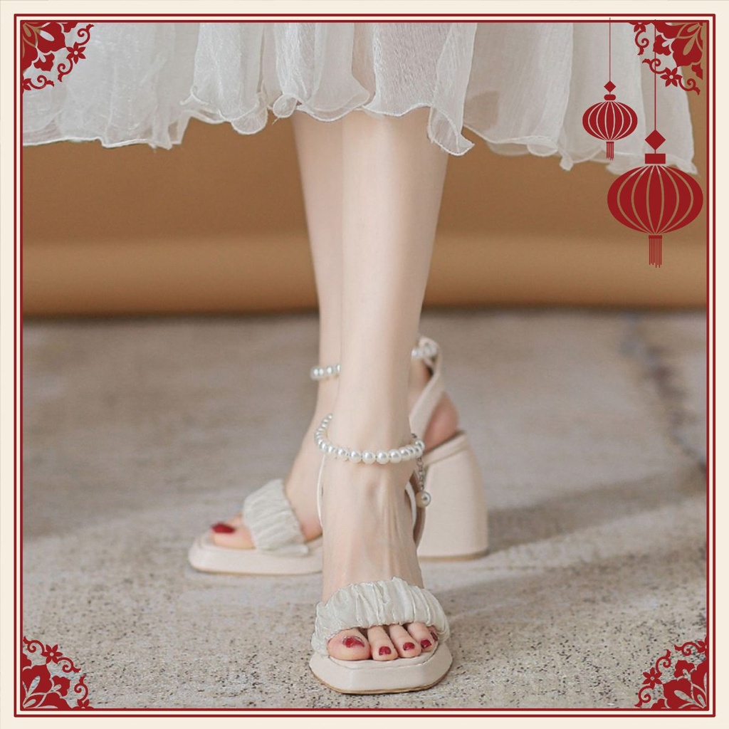 GIÀY SANDAL Size 35-43 LTS102, CÓ 2 MÀU ĐEN TRẮNG, CAO 6P THƯỜNG VÀ 10P ĐẾ ĐÚP, PHÙ HỢP ĐI CHƠI ĐI TIỆC SANG CHẢNH 2023