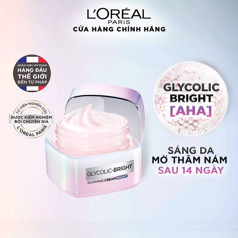 Kem Dưỡng Ban Ngày L'Oreal Paris Glycolic Bright SPF 17 Sáng Da  50ml