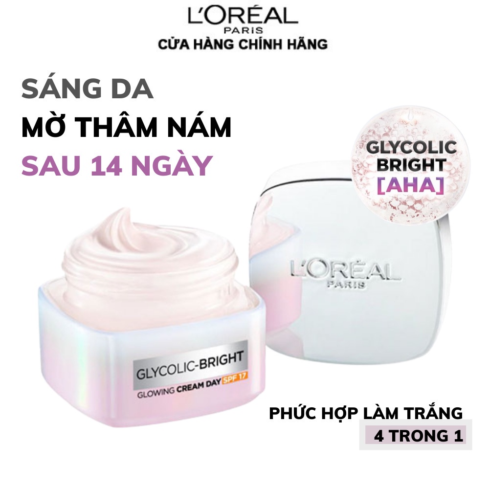 Kem Dưỡng Ban Ngày L'Oreal Paris Glycolic Bright SPF 17 Sáng Da  50ml