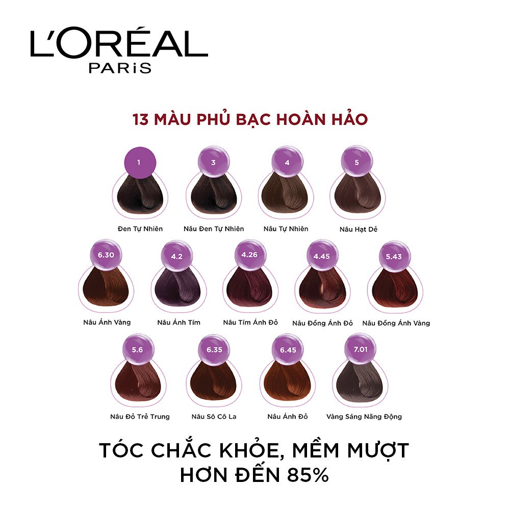 Kem Nhuộm Tóc Phủ Bạc L'oreal Paris Excellence Creme 6.30 Nâu Ánh Vàng 172ml
