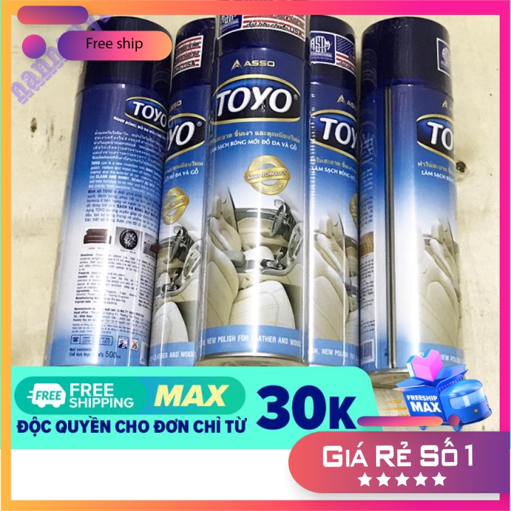 Chính hãng Chai Xịt Bóng Toyo Thái Lan Làm Bóng Mới Đồ Da, Gỗ, Nội Thất Ô Tô 500ml