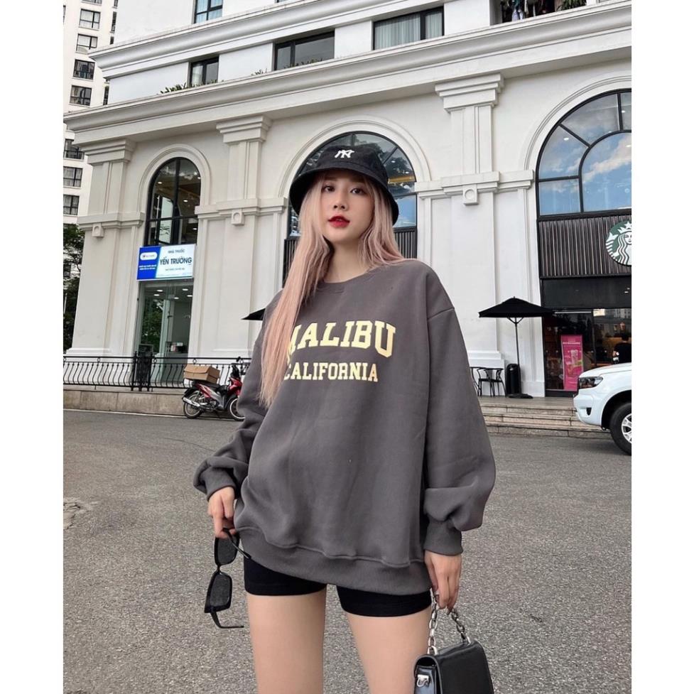 Áo sweater nỉ bông dáng rộng in chữ Mali AoSwtMALIBU A16 hot trend hot