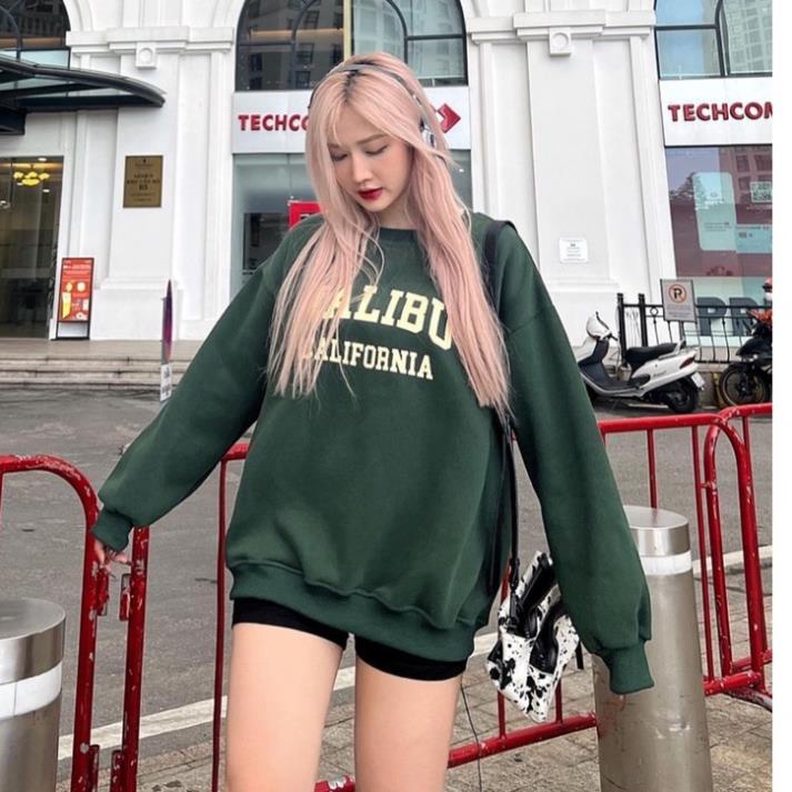 Áo sweater nỉ bông dáng rộng in chữ Mali AoSwtMALIBU A16 hot trend hot