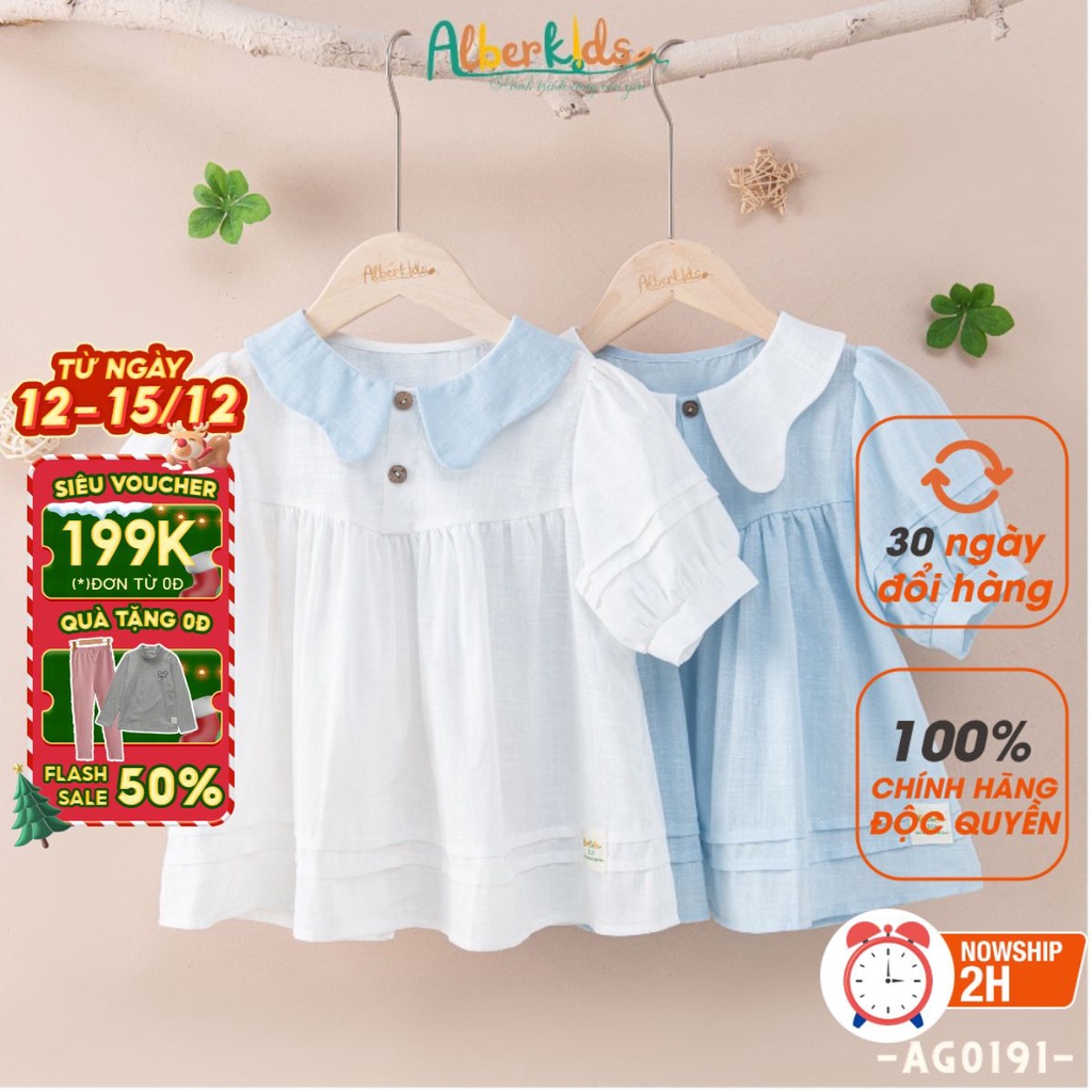 Áo sơ mi bé gái cách điệu cổ cánh sen công chúa xinh đẹp cho trẻ em 4,5,6,7,8,9,10,11,12 tuổi AG0191
