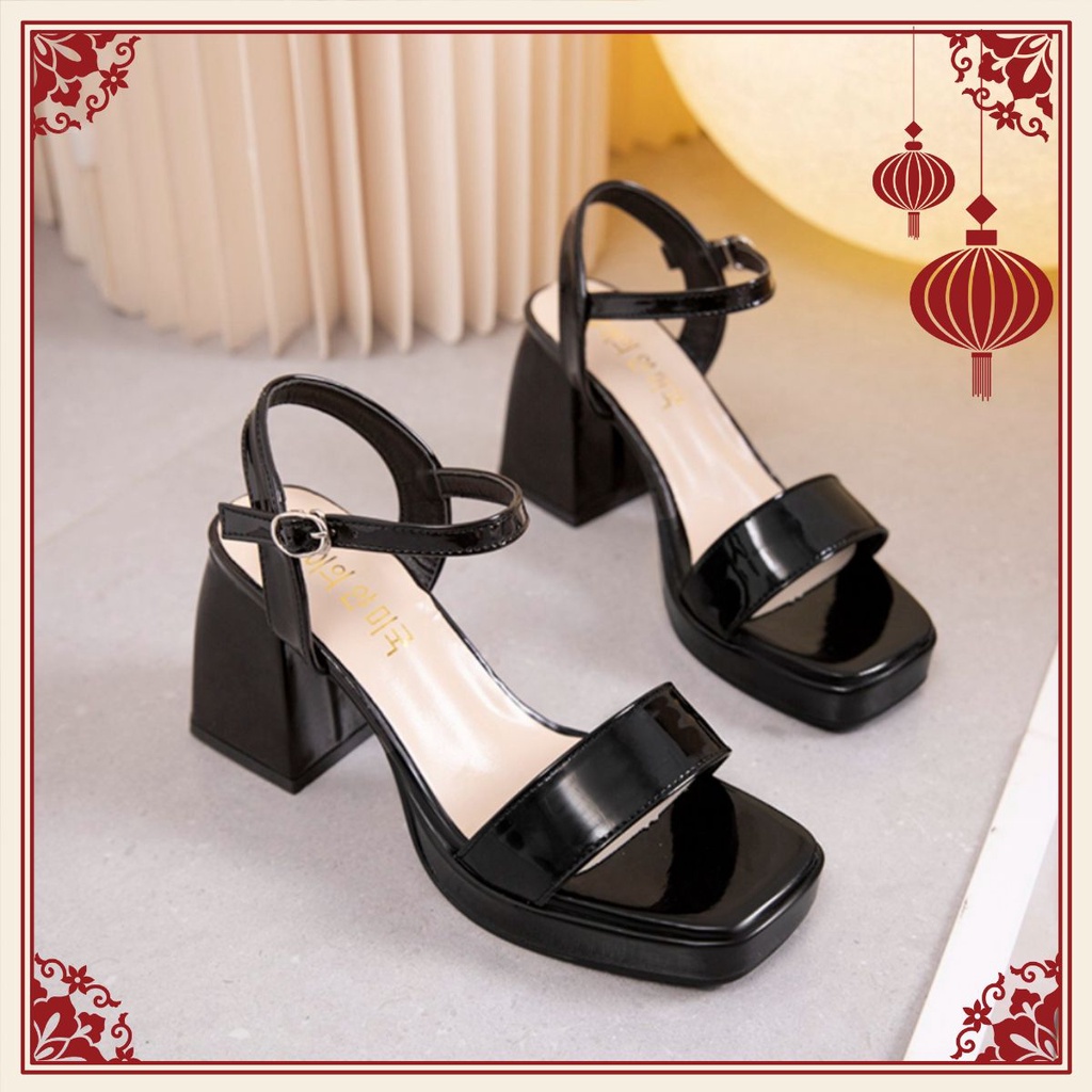 GIÀY SANDAL CAO GÓT LTS95, CÓ 2 MÀU ĐEN VÀ TRẮNG ,CAO 5P THƯỜNG VÀ 10P ĐẾ ĐÚP , THỜI TRANG HÈ 2023