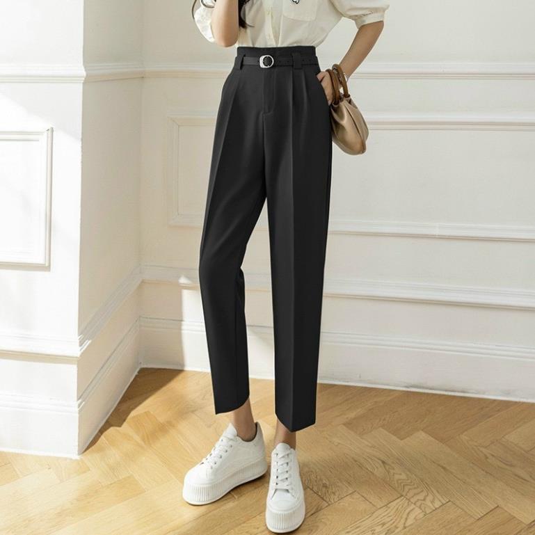 Quần Vải Nữ Chất Ru.by Cạp Liền Kèm Đai, Quần Tây Baggy Cạp Cao Đi Học Đi Làm Bảng Màu Đẹp Q12 hot
