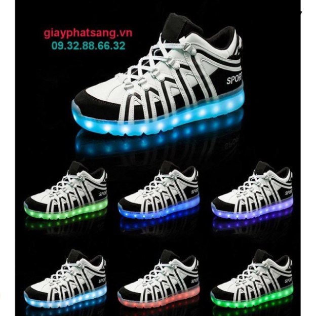 Giày chiếu sáng Sport cao cổ sport  chiếu sáng 7 màu 11 hình thức LED cực đẹp