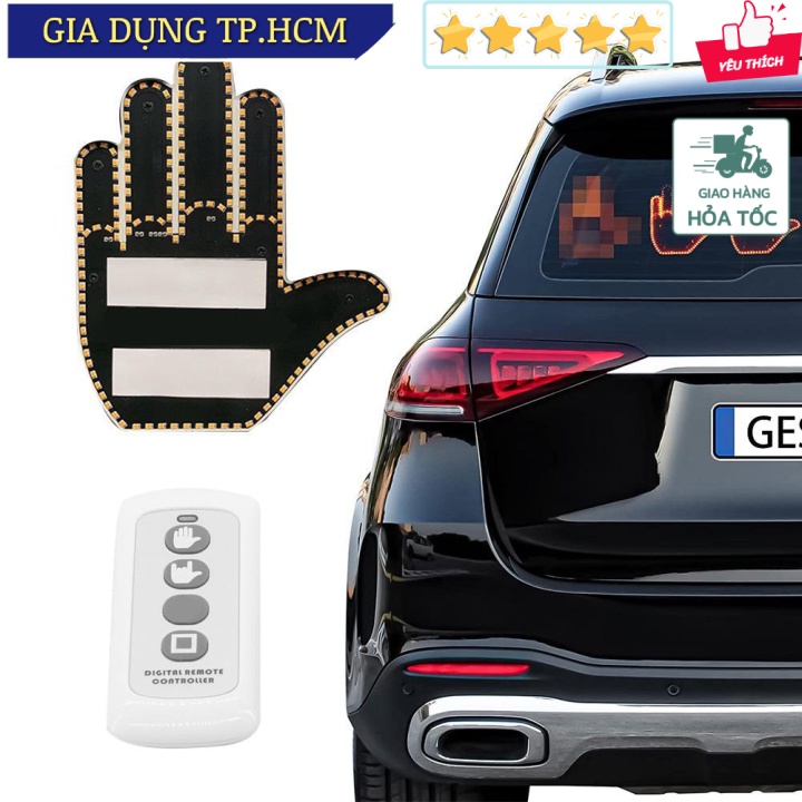 🆕 Đèn LED cử chỉ ngón tay có điều khiển từ xa Car LED Sign Finger Lights Funny Car Accessory Gifts