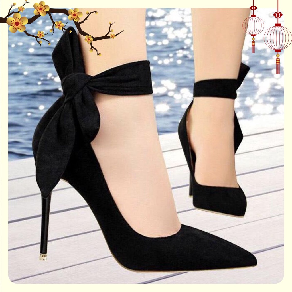 Giày da lộn TTC35 cao gót 8cm thời trang cao cấp cực tôn dáng
