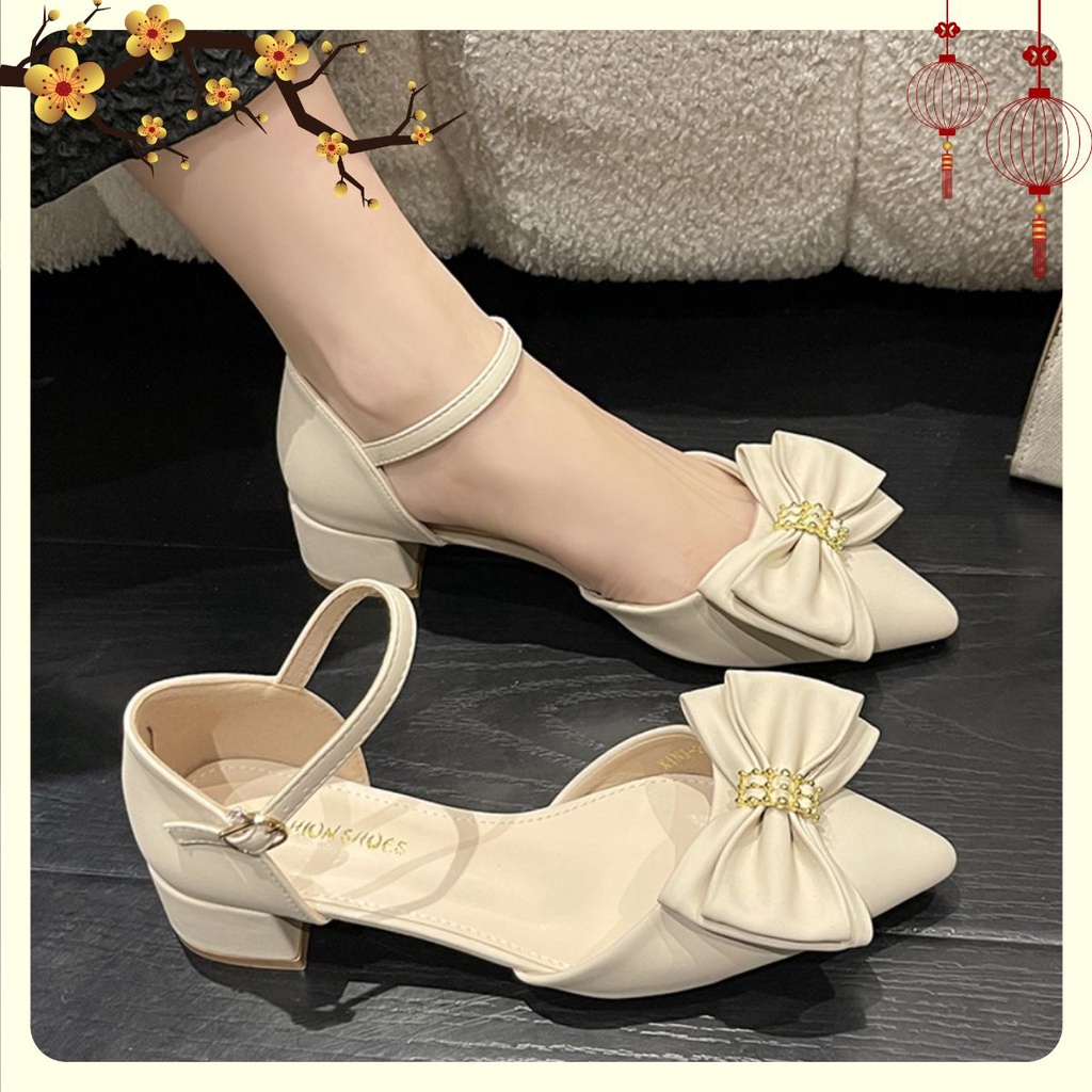 GIÀY CAO GÓT NỮ TTC85 BIG SIZE 35-43 CAO 5P, CÓ 3 MÀU ĐEN VÀ KEM, TRẮNG SANG TRỌNG, TINH TÊ.