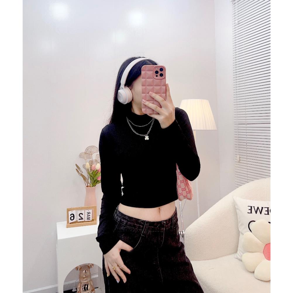 Áo giữ nhiệt, Áo giữ nhiệt nữ croptop có lớp lót lông dày mềm mịn phong cách thời trang cá tính A02 ok abc
