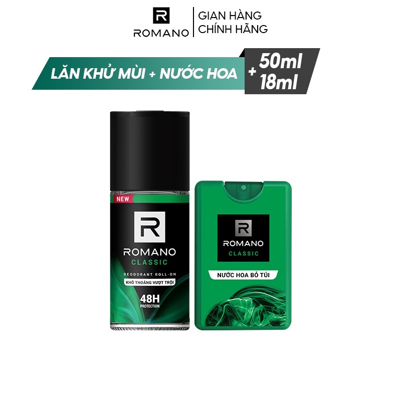 Combo Lăn khử mùi 50ml + Nước hoa bỏ túi 18ml - Hương Classic