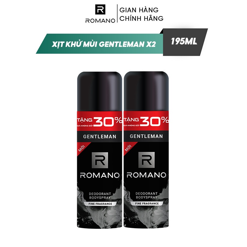 Combo 2 Xịt toàn thân ngăn mồ hôi và mùi cơ thể Romano Attitude/Gentleman/Force/Classic 195ml/chai - 4 Mùi hương có sẵn