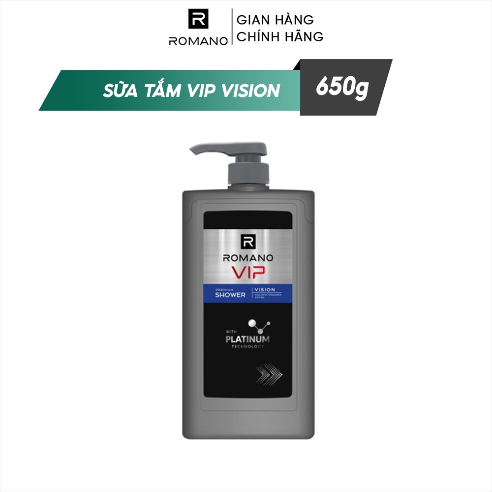 Combo Dầu gội và Sữa tắm cao cấp Romano Vip Vision sang trọng cuốn hút 650g/chai