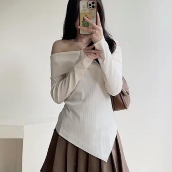 TT Áo trễ vai dài tay vạt chéo thiết kế điệu đà phong cách nàng thơ sexy quyến rũ A07 TT