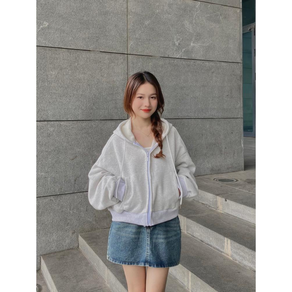 TT Áo khoác hoodie kéo khoá croptop basic ATThoacni A17 màu trẻ trung, cá tính, phối đồ hợp nhiều outfit TT Santaclaude