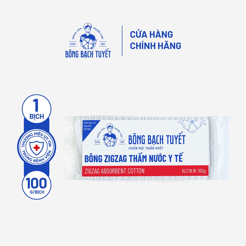 Bông y tế Bạch Tuyết ZigZag 100gr - M