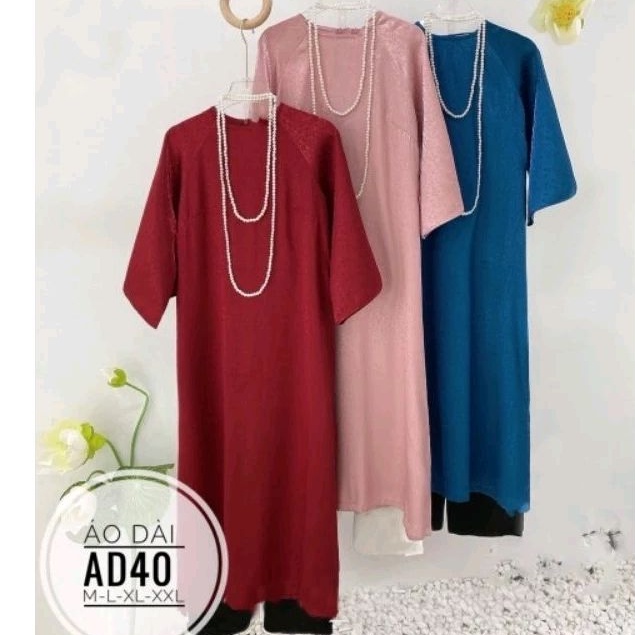 Áo dài big size cách điệu, set áo dài suông gồm quần vào áo dài và chuỗi hạt, Áo dài size lớn từ 55kg-90kg, Áo dài đẹp