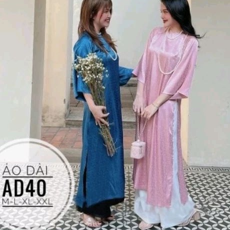 Áo dài big size cách điệu, set áo dài suông gồm quần vào áo dài và chuỗi hạt, Áo dài size lớn từ 55kg-90kg, Áo dài đẹp