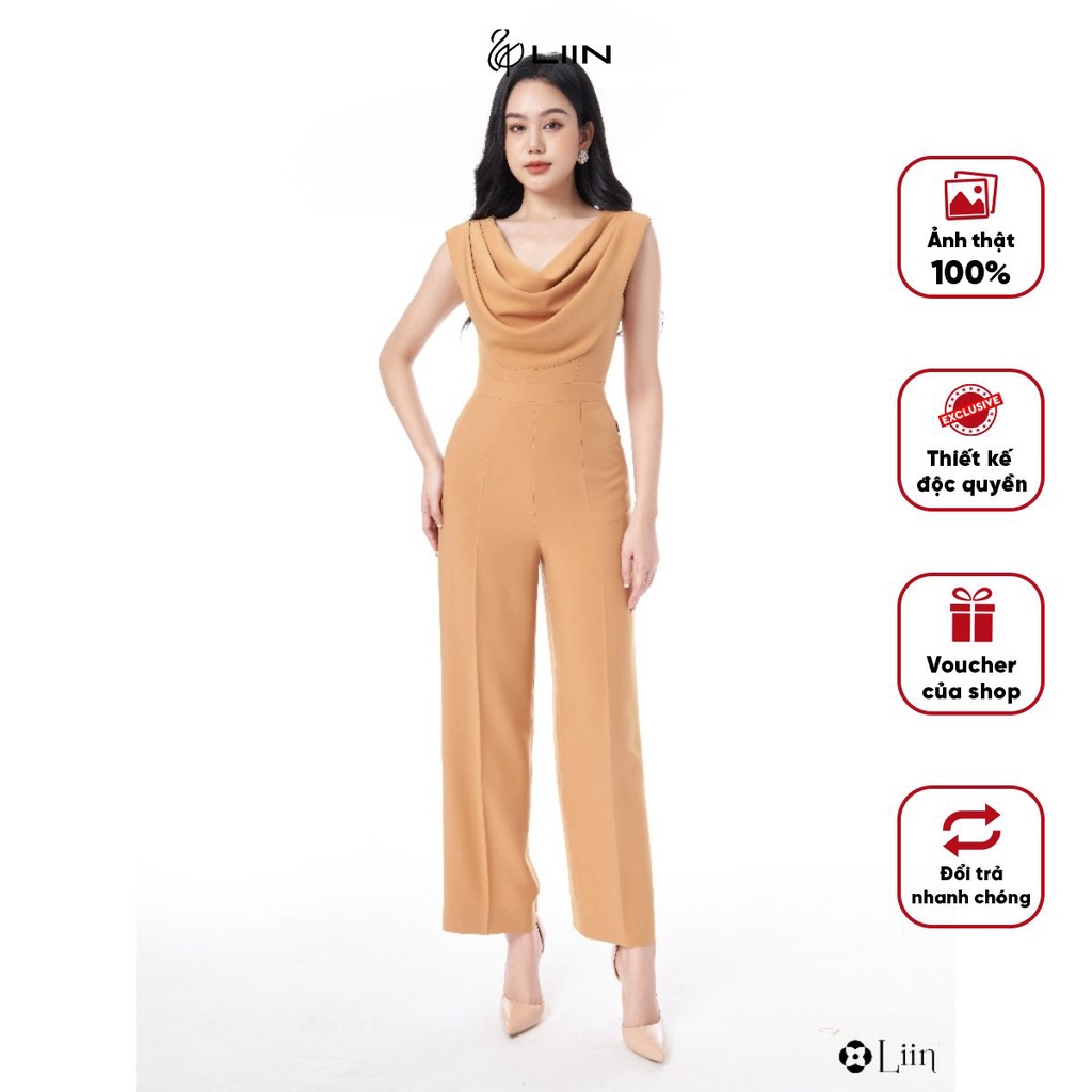 Jumpsuit Nữ Liin Clothing Kiểu Áo Phối Cổ Dáng Suông - JS0088-0422
