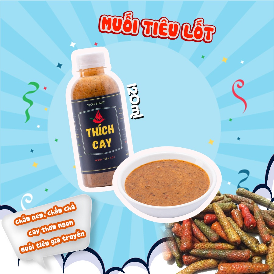 Muối tiêu lốt Thích Cay 120ml dùng chấm nem, chả, thịt nguội, gà vịt