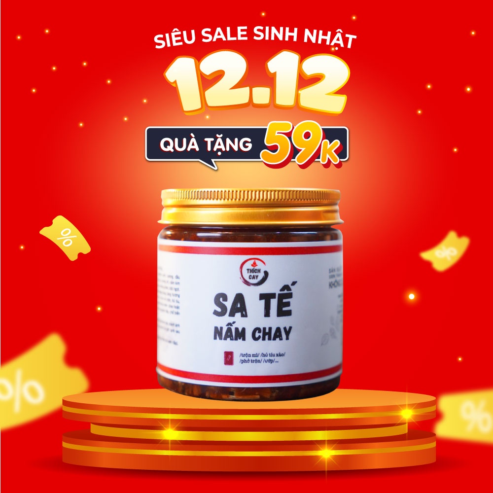 Sa tế nấm chay Thích Cay, dùng trộn mì, phở, hủ tíu, ăn chay không hề nhàm chán