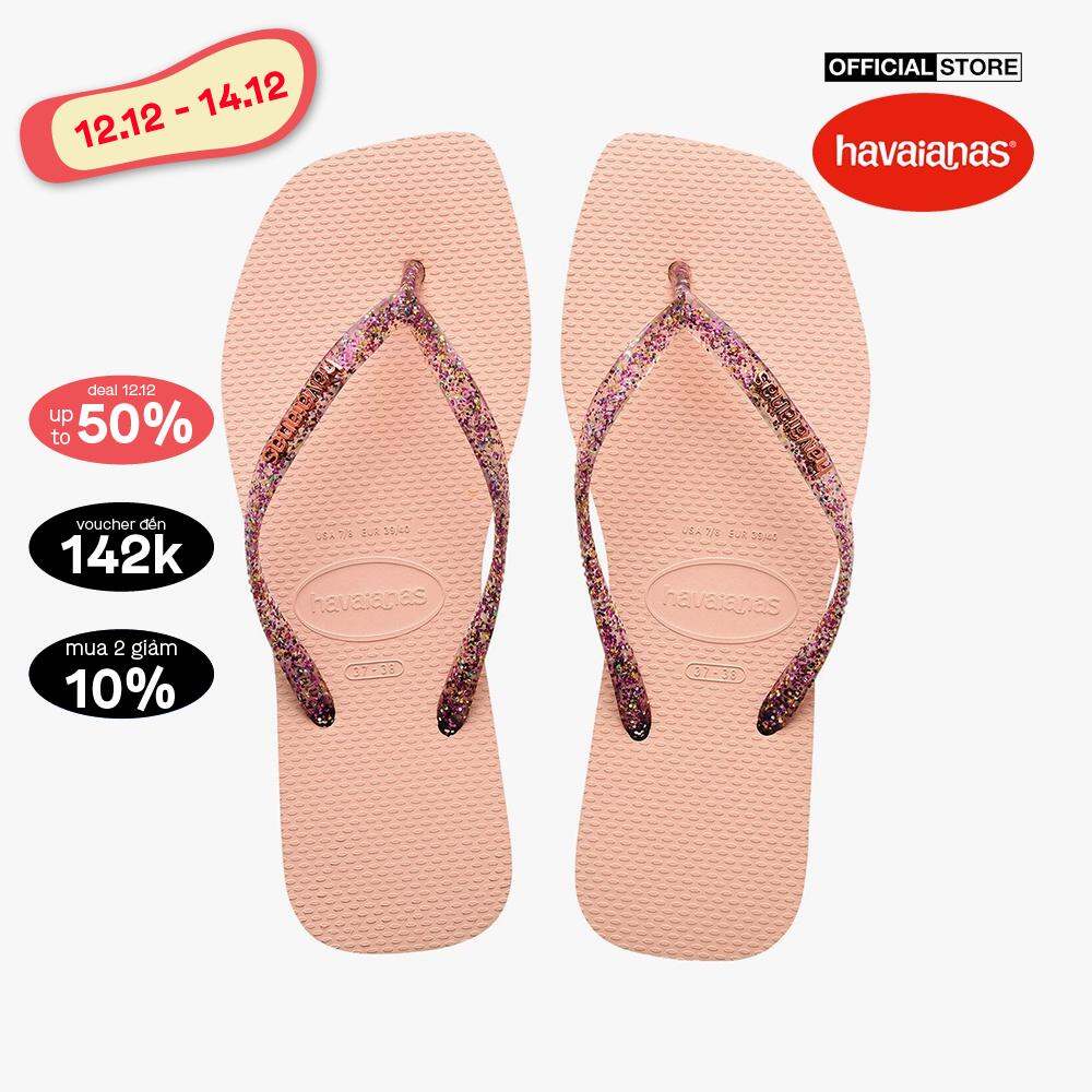 HAVAIANAS - Dép kẹp nữ Slim Square Logo Metallic 4148257-0076