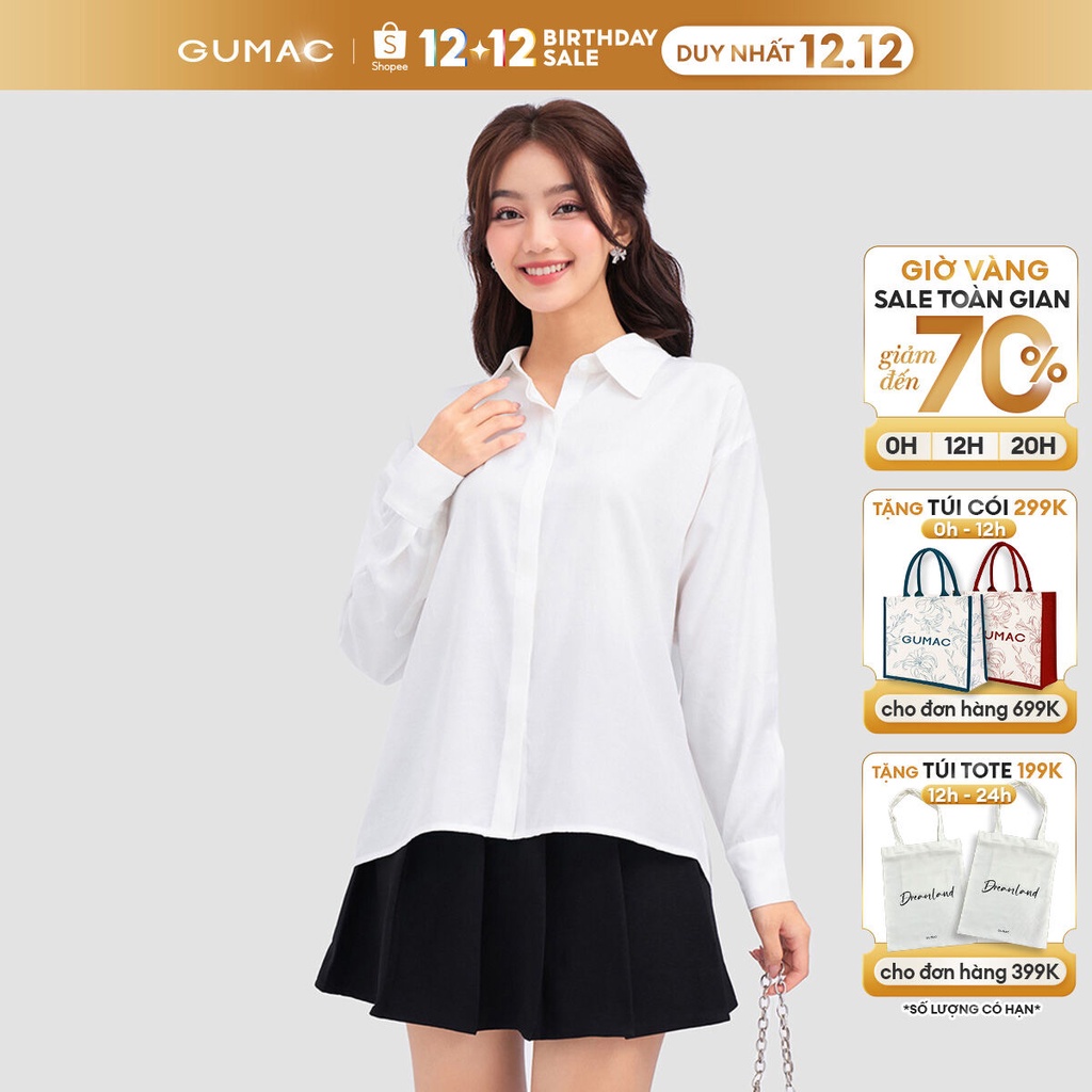 Áo sơ mi phom rộng GUMAC AC12007