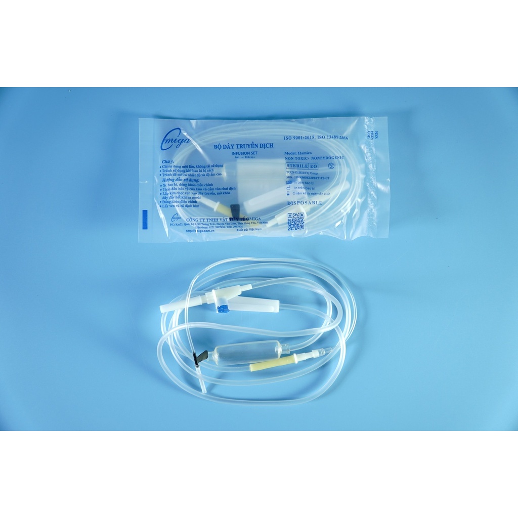 Bộ dây truyền dịch OMIGA khử trùng, có màng lọc - 20 giọt/ml