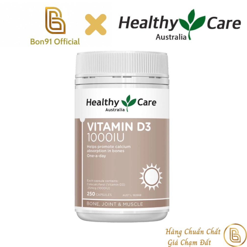 Healthy Care Vitamin D3 1000IU 250 viên chống loãng xương
