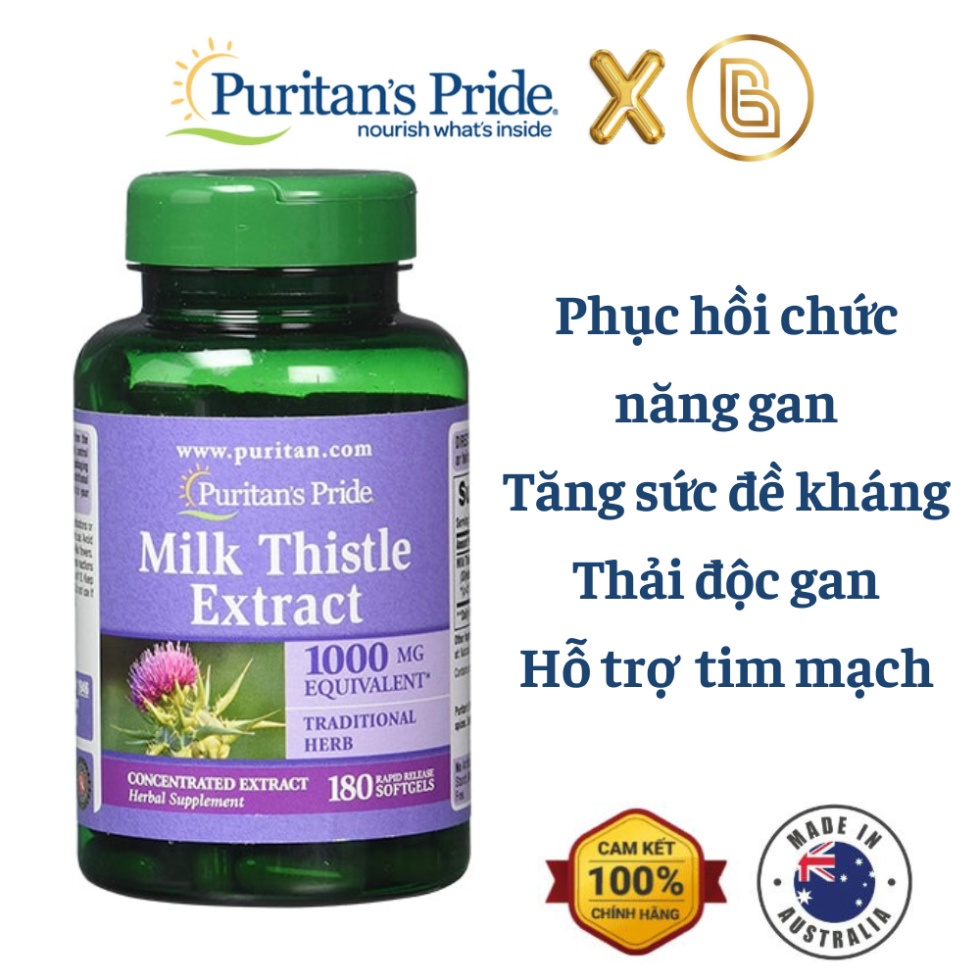 Viên uống Puritan's Pride Milk Thistle Extract 1000mg cao kế sữa 180 viên