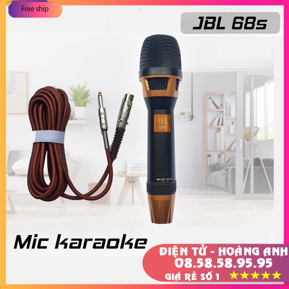 Micro karaoke có dây JBL 68s. Thiết kế cao cấp màu đen + vàng đồng sang trọng lịch lãm, độ bền chắc ZL.08.58.58.95.95 .