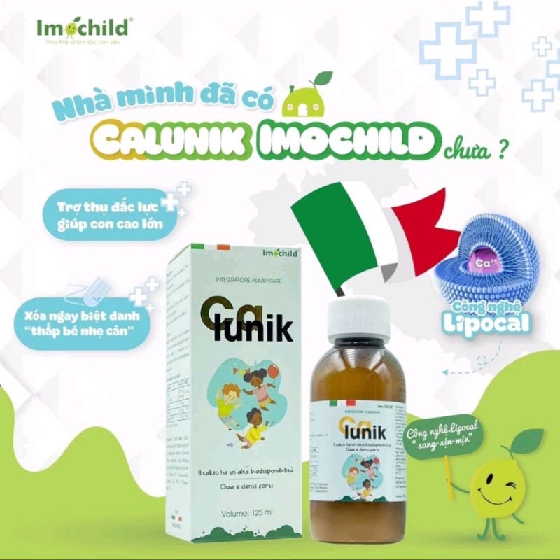 Calunik Imochild Bổ sung Vitamin D3 và K2, Canxi và Magie cho trẻ em từ 1 tuổi và người lớn (hộp 125
