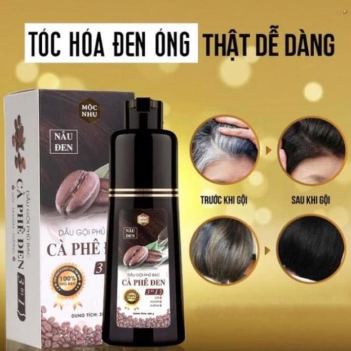 M Dầu gội phủ bạc Cà Phê Đen Mộc nhu &amp; Cỏ Mực Mè Đen giành cho tóc bạc sớm . .