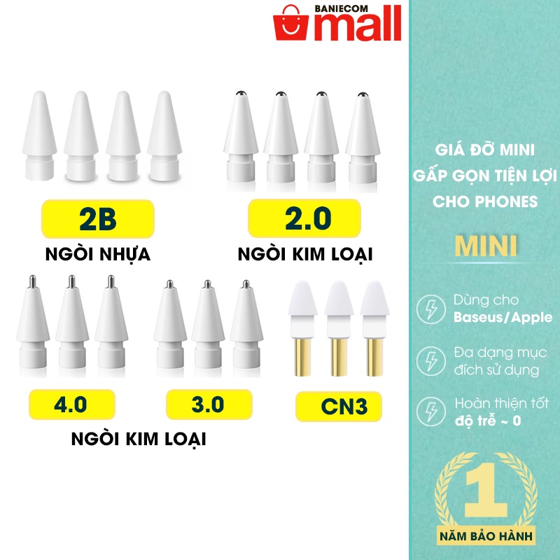 Ngòi bút cảm ứng ipad dùng cho Apple Pencil 1 & 2 / Baseus Pencil / Ugreen Pencil - BANIECOM