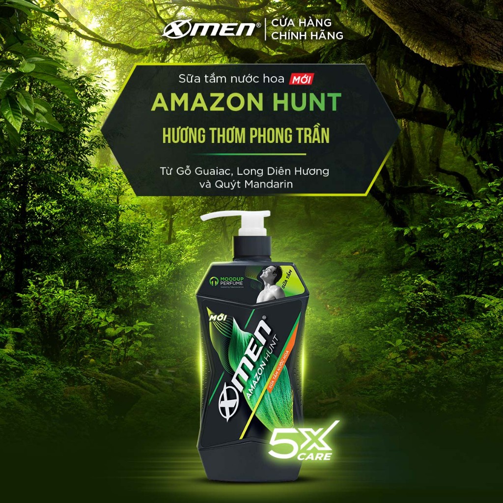 [Mới] Combo 2 Sữa tắm Xmen Amazon Hunt/Vegas Delight 630g - Công nghệ mùi hương giúp tinh thần phấn chấn