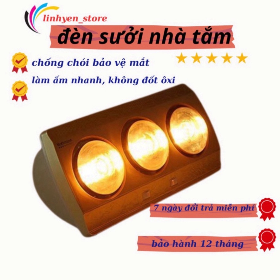 Đèn sưởi nhà tắm EMBER 3 bóng cao cấp tráng kim cương nhân tạo tăng độ ấm và giảm chói mắt khi sử dụng