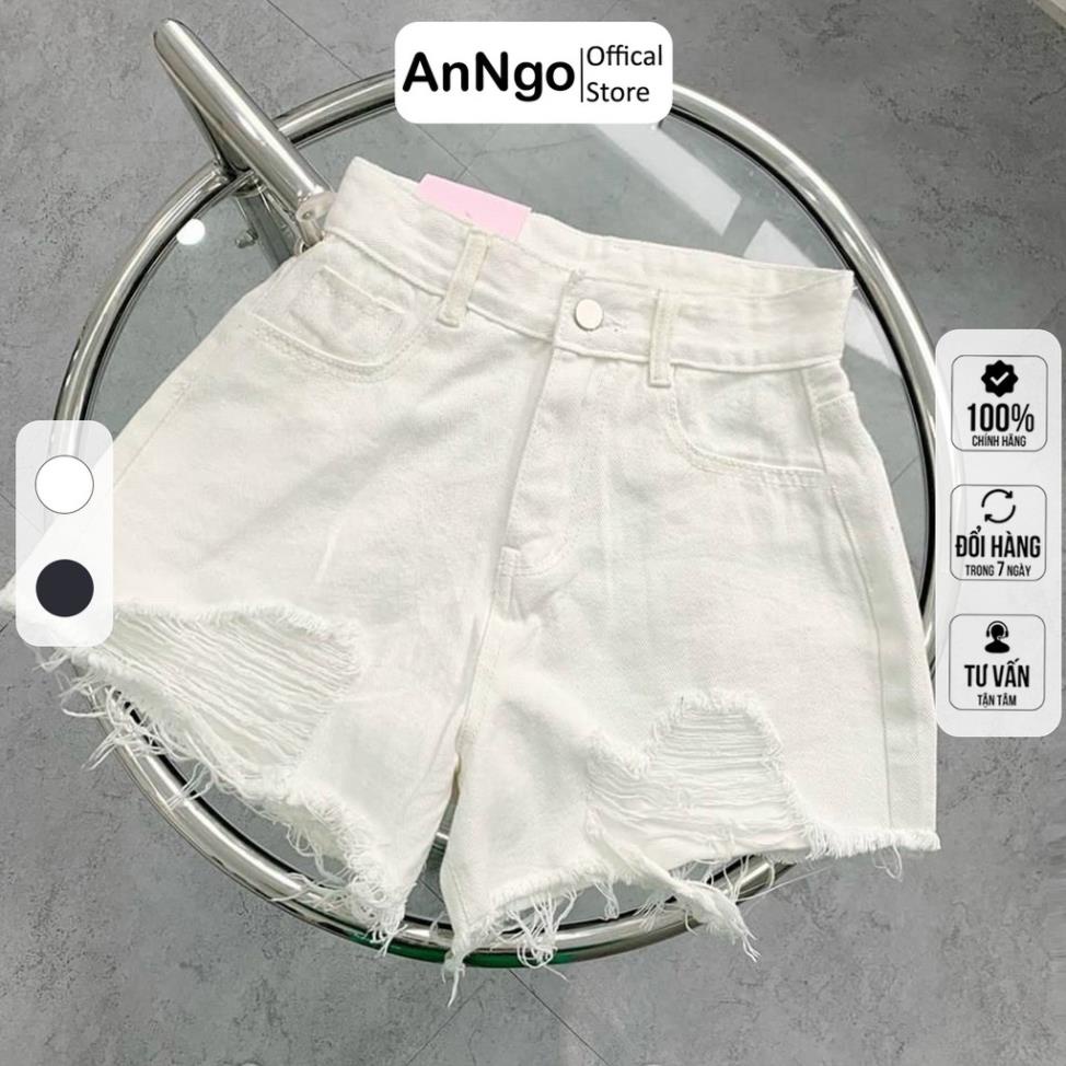 Quần short jean nữ rách nhiều lưng cao- quần sooc bò về 2 màu trắng, đen phong cách ulzzang hàn quốc Q01 ok abc