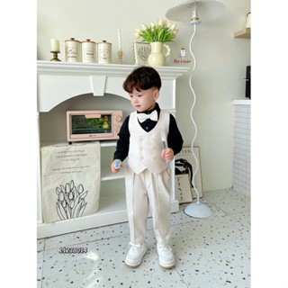 Set vest kèm áo sơ mi và nơ 4 chi tiết Bernie FASHION bé trai