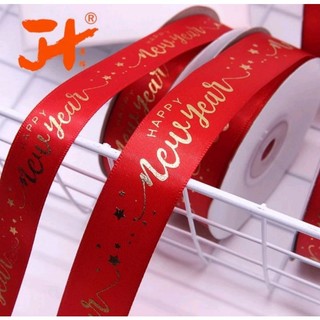 Cuộn 28 mét ruy bặng lụa 2,5cm Happy New year