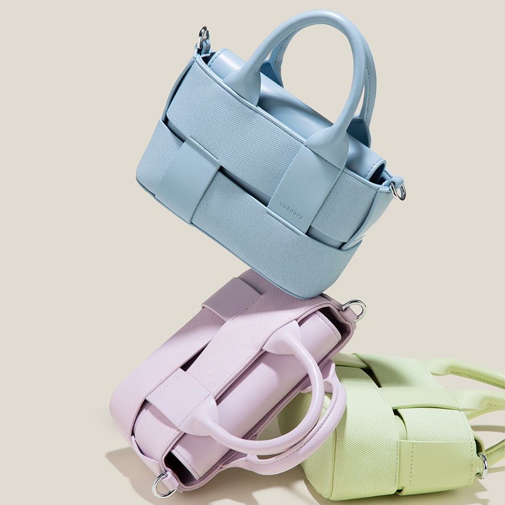 Vascara Túi Tote Mini Đan Tương Phản Chất Liệu - TOT 0149