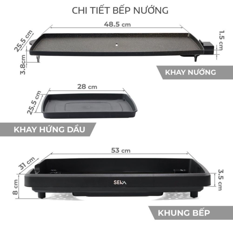 Bếp Nướng Điện Không Khói SEKA SK540 Công Suất 1800W Kèm Khay Hứng Dầu Hàng Chính Hãng