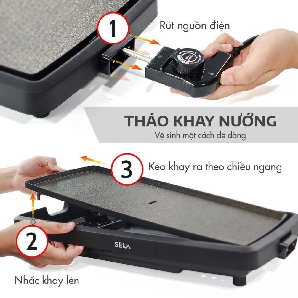 Bếp Nướng Điện Không Khói SEKA SK540 Công Suất 1800W Kèm Khay Hứng Dầu Hàng Chính Hãng