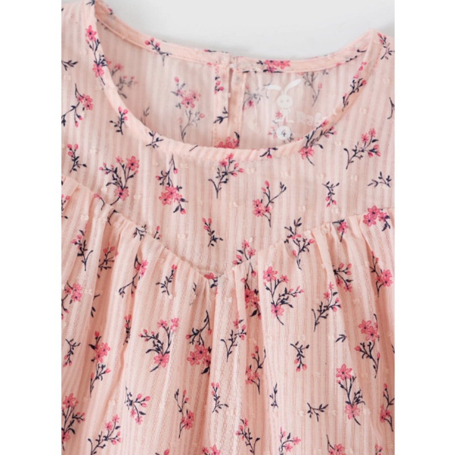 Đầm váy thô ngắn tay bé gái Rabity thiết kế tay bồng, đầm hoa nhí cho bé đi học dễ thương 93174