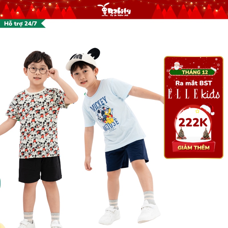 Bộ quần áo thun ngắn tay cho bé trai Rabity bộ thun sát nách hình Mickey cho trẻ em 5680