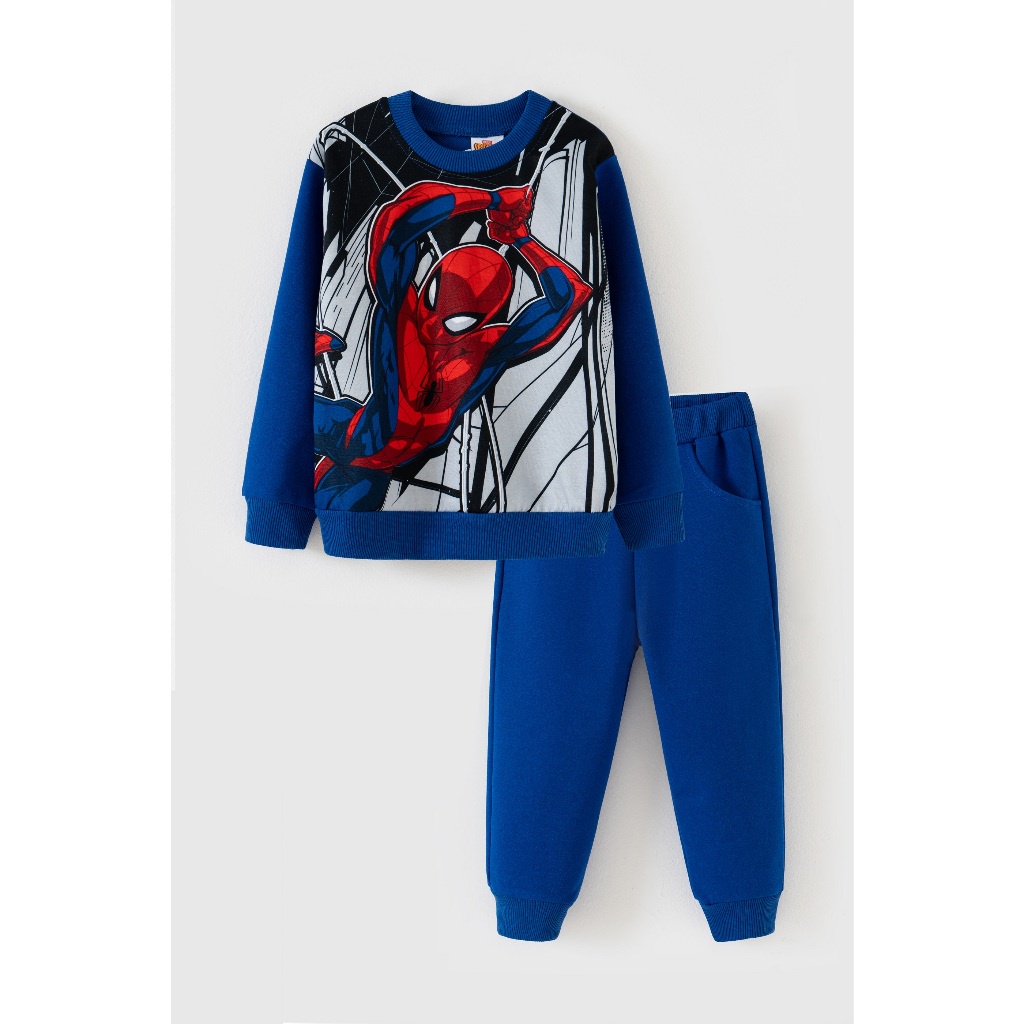 Bộ quần áo nỉ dày dài tay bé trai bé gái bộ đồ thu đông siêu nhân nhện spiderman 5644