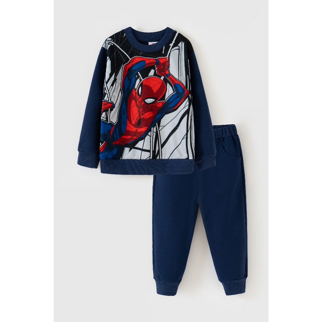 Bộ quần áo nỉ dày dài tay bé trai bé gái bộ đồ thu đông siêu nhân nhện spiderman 5644