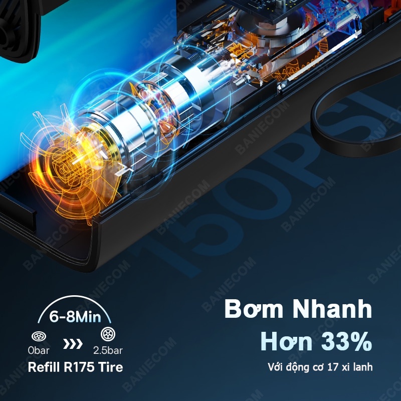 Máy Bơm Lốp Không Dây Baseus SuperMini Pro Series 50W 4000mAh Wireless Car Inflator BS-CG016 BANIECOM MALL